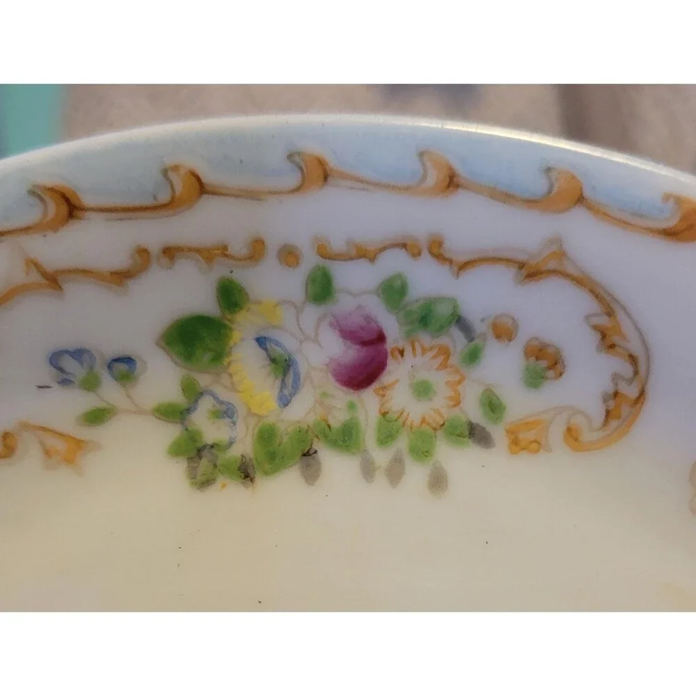 Vintage National China NAT25 Saucer Bowls Set of 7 - Discontinued 1940s Floral